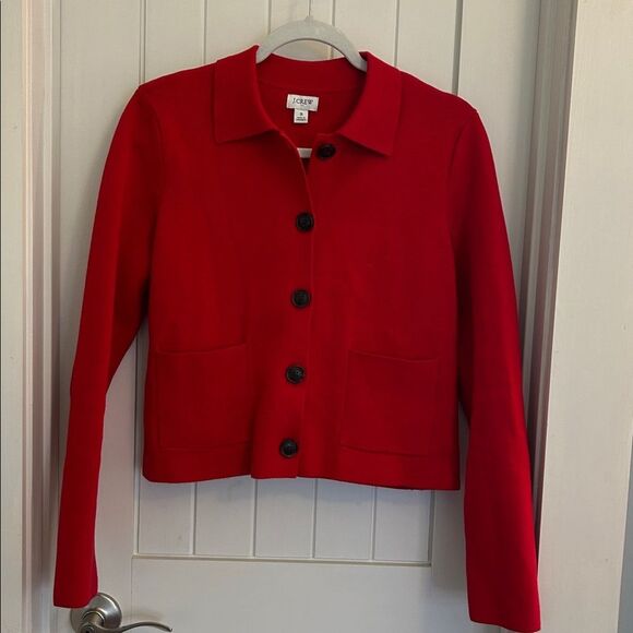 J. Crew cardinal red Polo cardigan sweater size small - Picture 5 of 11